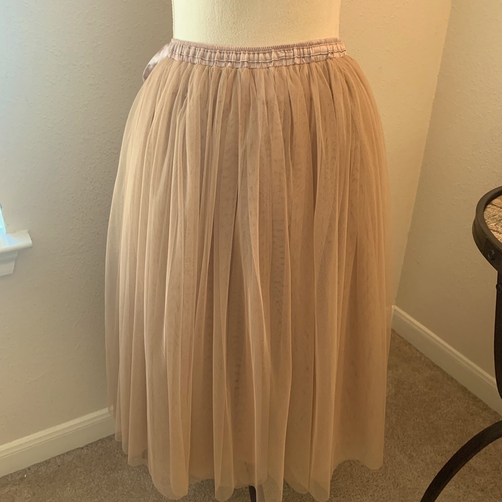 CUSTOM Taupe Tulle Ballet Style Skirt - Size Large Petite
